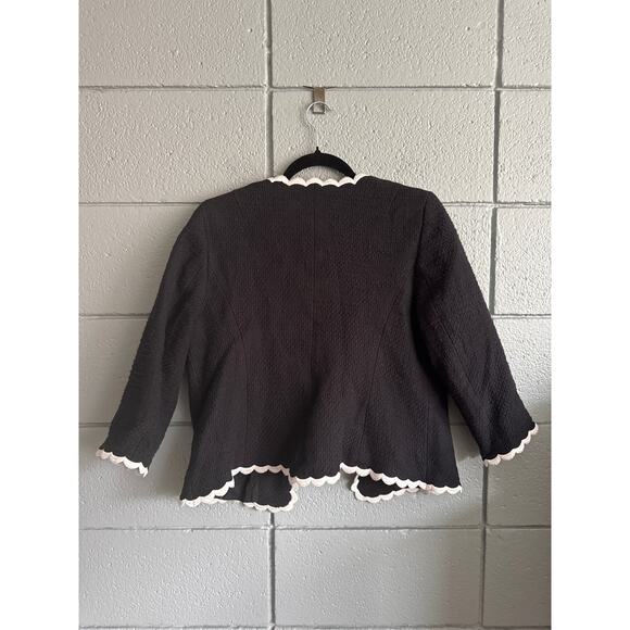 Women's Talbots RSVP Blazer Black White Cotton Tweed Scallop Edge Jacket size 14 - Picture 4 of 4